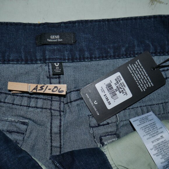 True Religion Geno Big T Flap Jeans Men's Size 36x32 Super Dark Wash Denim NWT - Picture 9 of 11